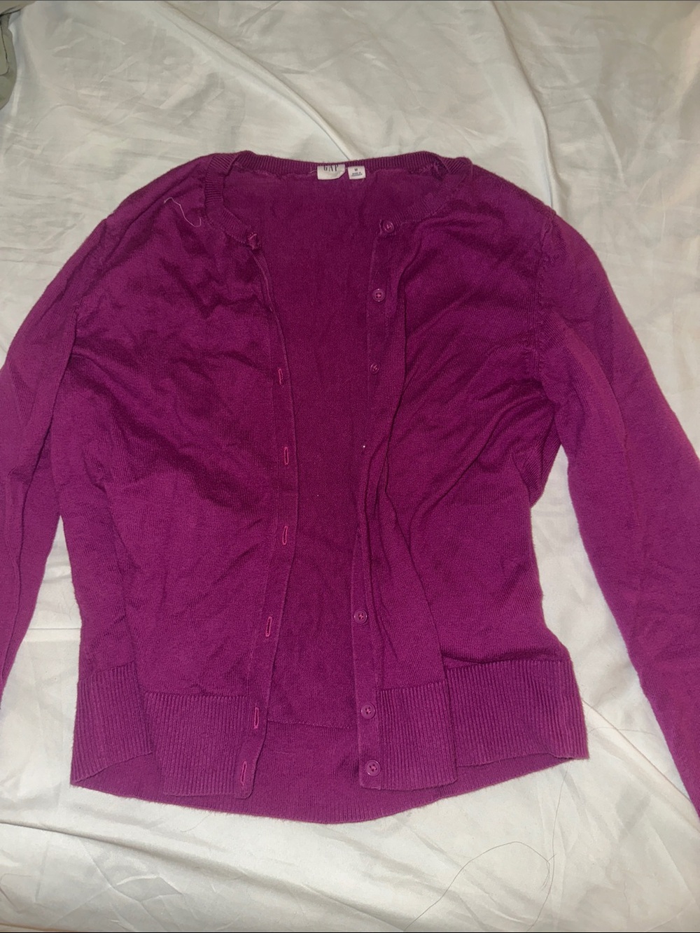 GAP Magenta Button-Up Cardigan Sweater